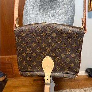 Louis Vuitton Cartouchiere Tan and Brown Monogram Bag